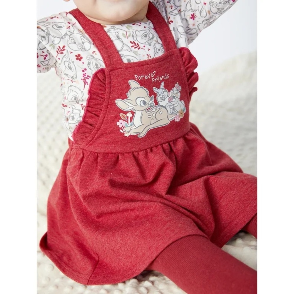 NWT Disney Bambi Baby Girls Pinafore Dress Set